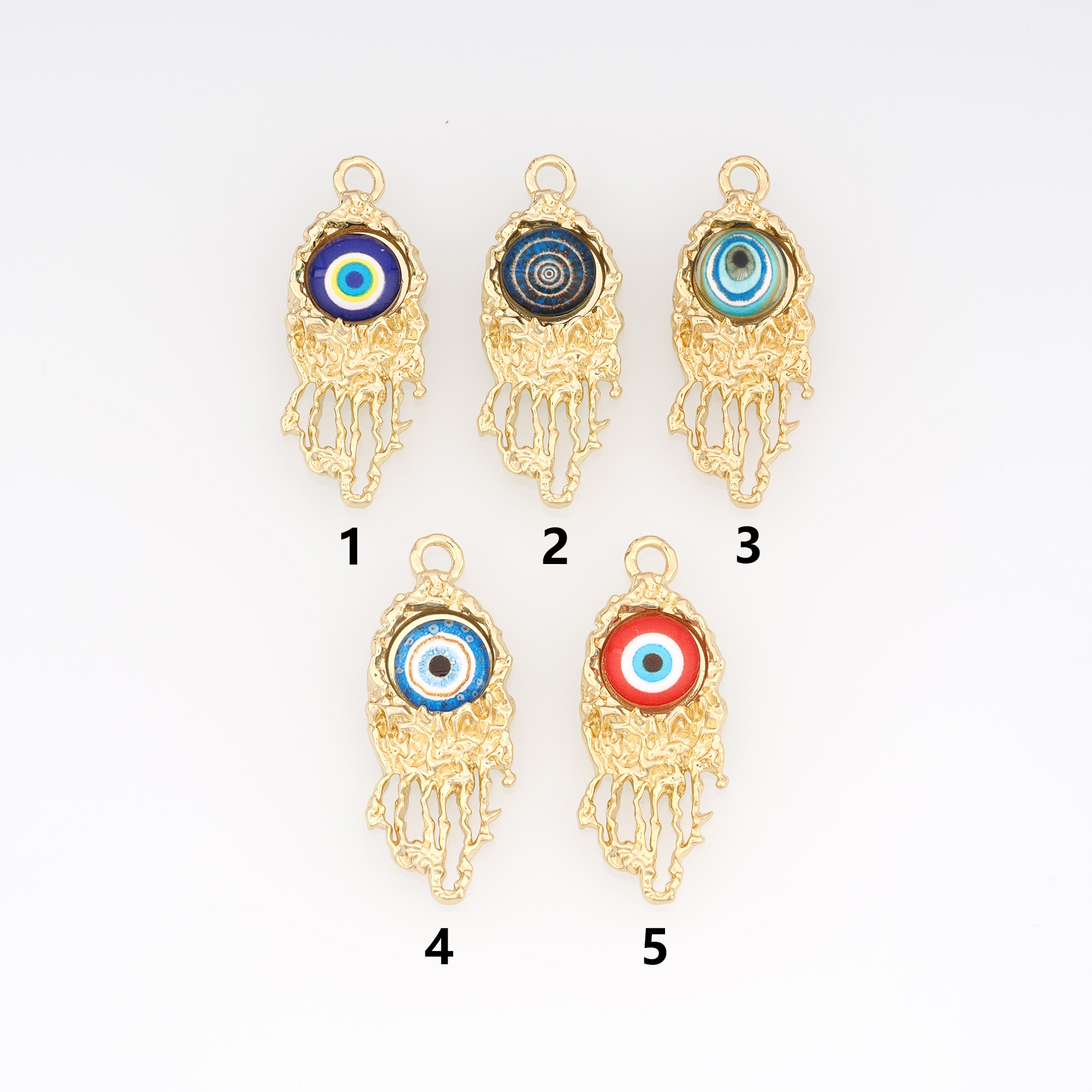 18K Gold Filled Evil Eye Pendant,Enamel Evil Eye Charm Earrings Necklace for DIY Jewelry Making Supply