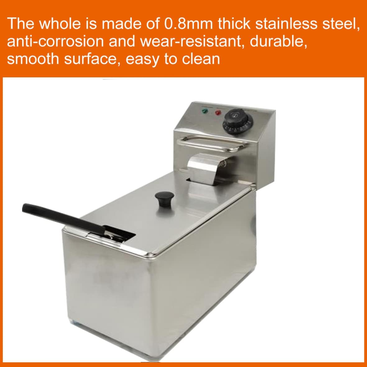 Benchtop Electric Deep Fryer 60°C-200°C Adjustable Temperature Control with Removable Oil Filter Basket Easy Clean 1500W Commercial Household Fryer Cookware (Fryer)