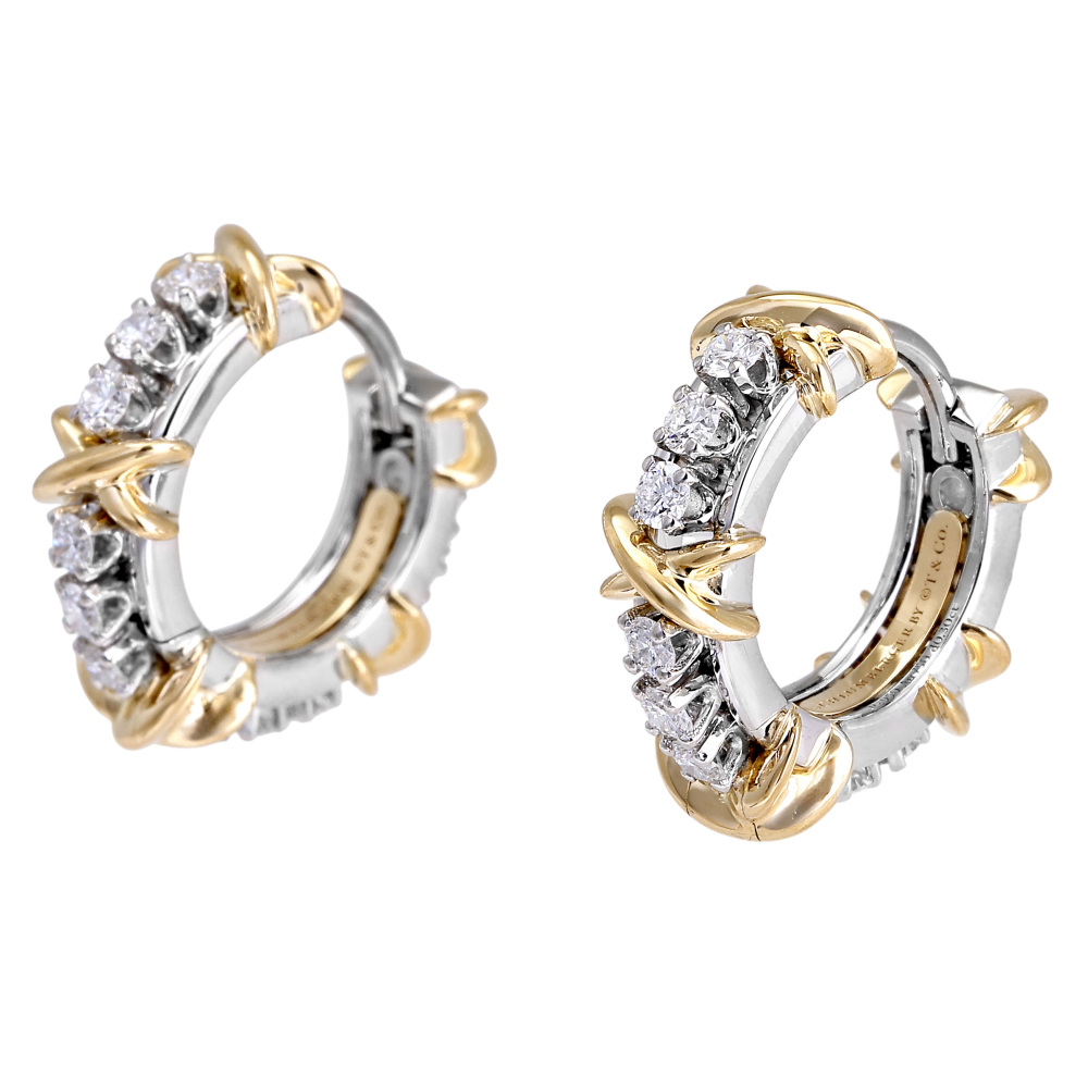 Tiffany & Co. Sixteen Stone Earrings Platinum & 18K Yellow Gold 74038034
