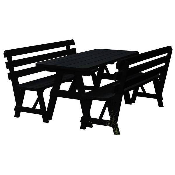 Pine 5' Picnic Table with 2 Backed Benches