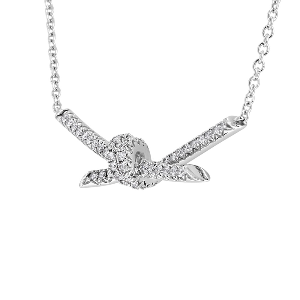 Tiffany & Co. Knot Necklace 18K White Gold Diamond 70300303