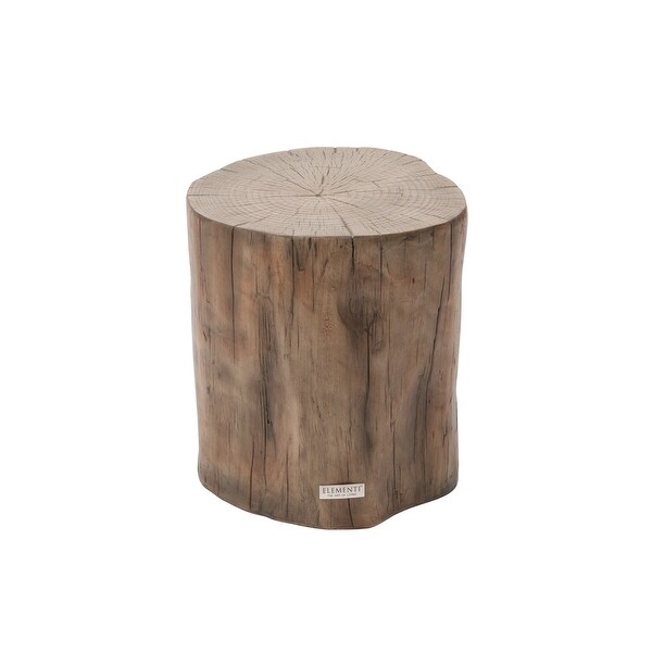 ELEMENTI Daintree Concrete 20'' End Table,Natural Style,Stump,Tree Trunk,Side Table for Patio,Living Room,Indoor,Outdoor