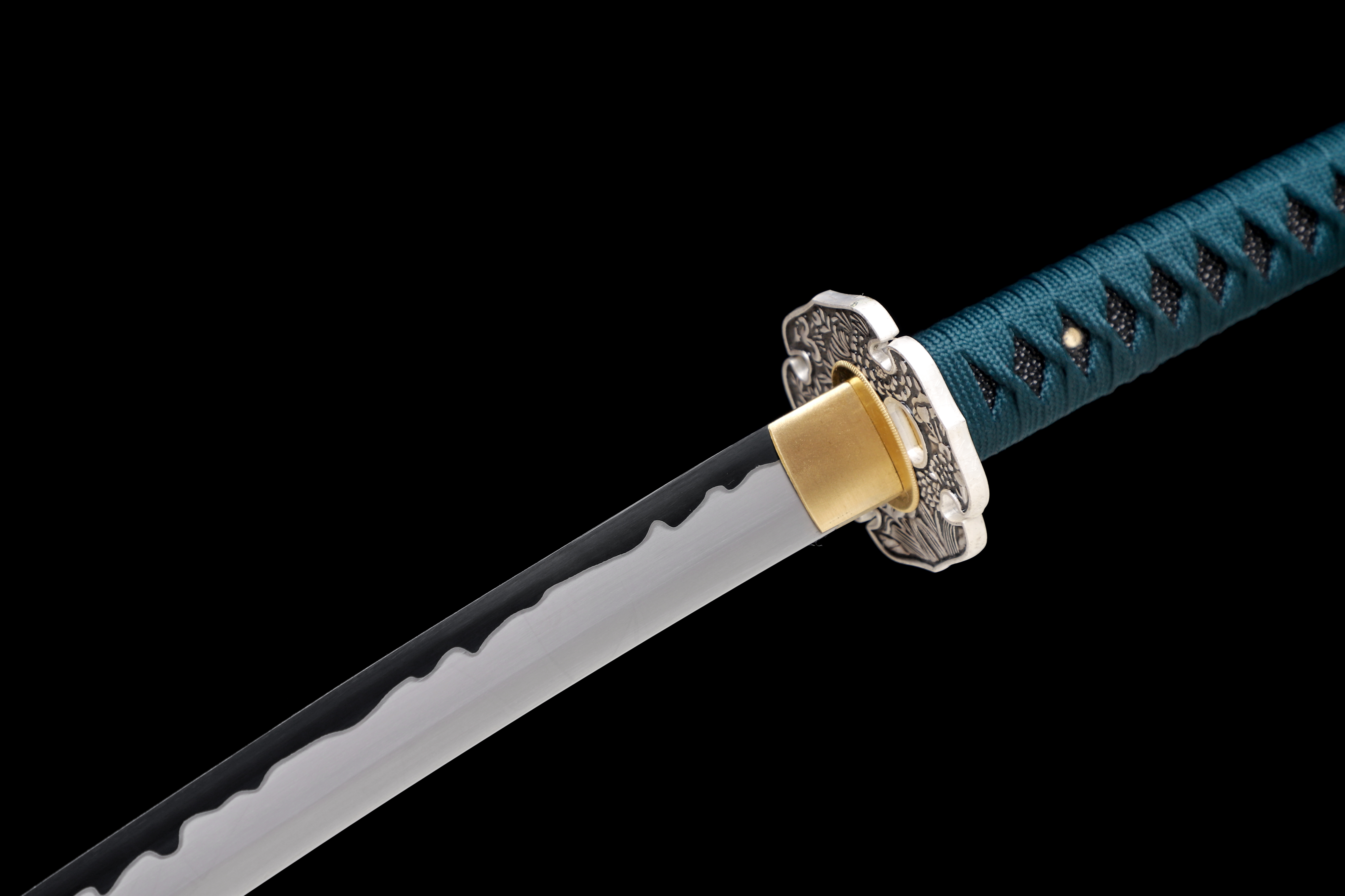 Handmade Katana 9260 Spring Steel Frost Wind Black White Blade Full Tang