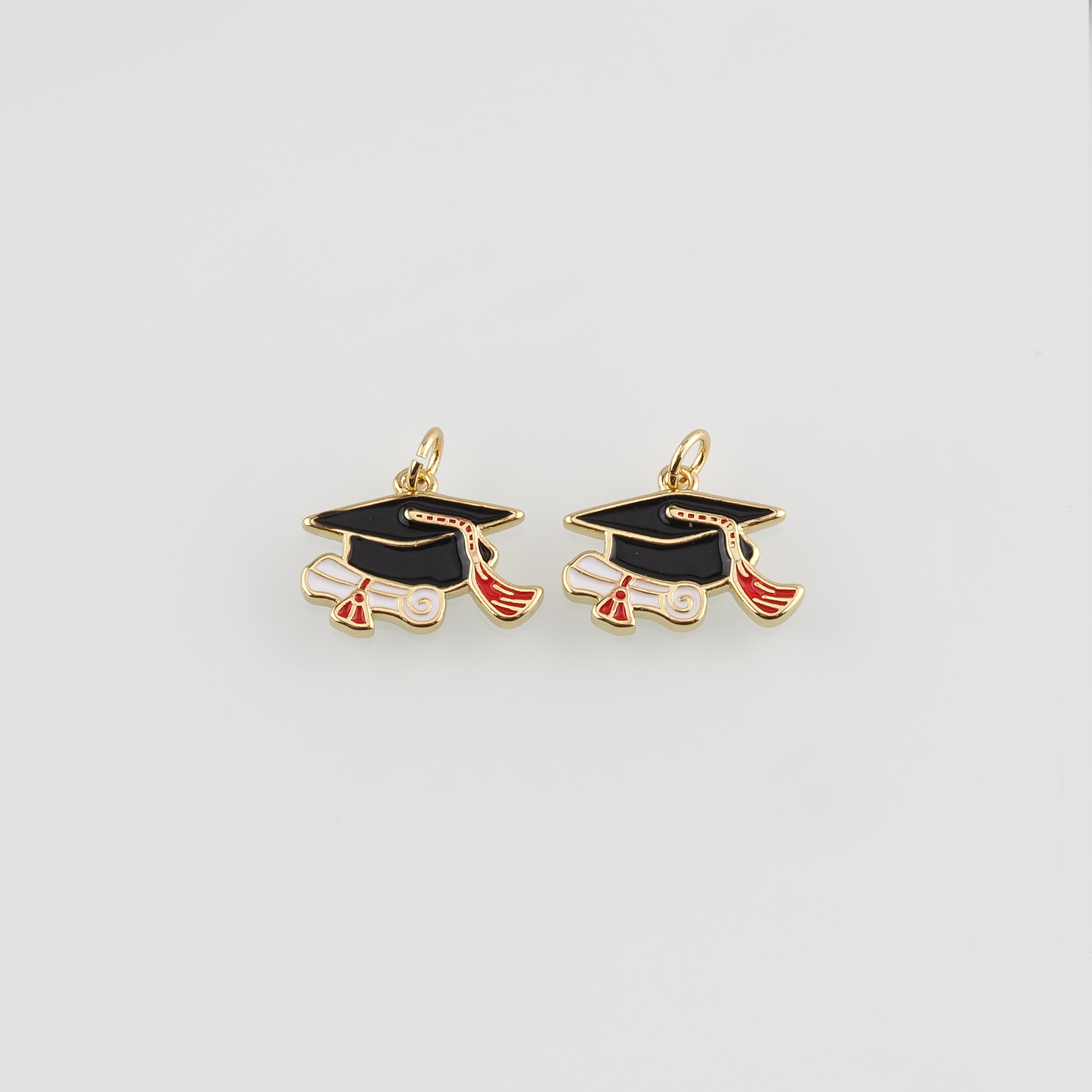 18K Gold Filled Doctoral Hat Pendant,Hat Charm,Enamel Doctoral Hat Earrings Necklace for DIY Jewelry Making Supply