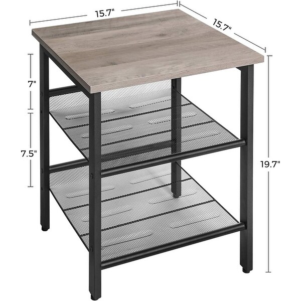 Side Tables End Tables with Adjustable Mesh Shelves Set of 2