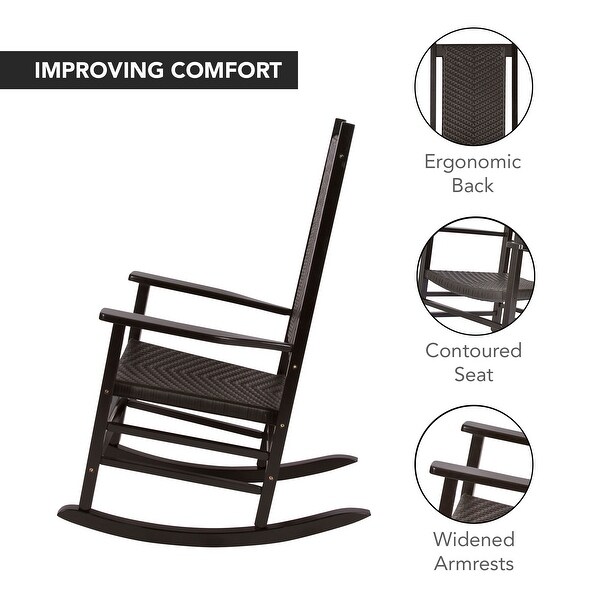 Hampton Genuine Hardwood Rocking Chair with WeatherResistant Woven Wicker Back (Set of 2)