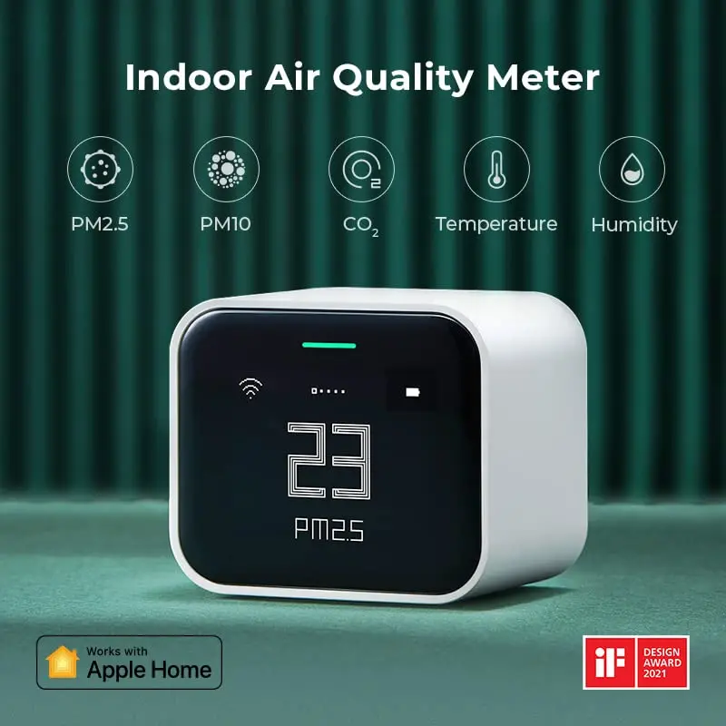 Qingping Air Monitor Lite – HomeKit-Compatible Wi-Fi Sensor for CO?, PM2.5, PM10, Temp, and Humidity