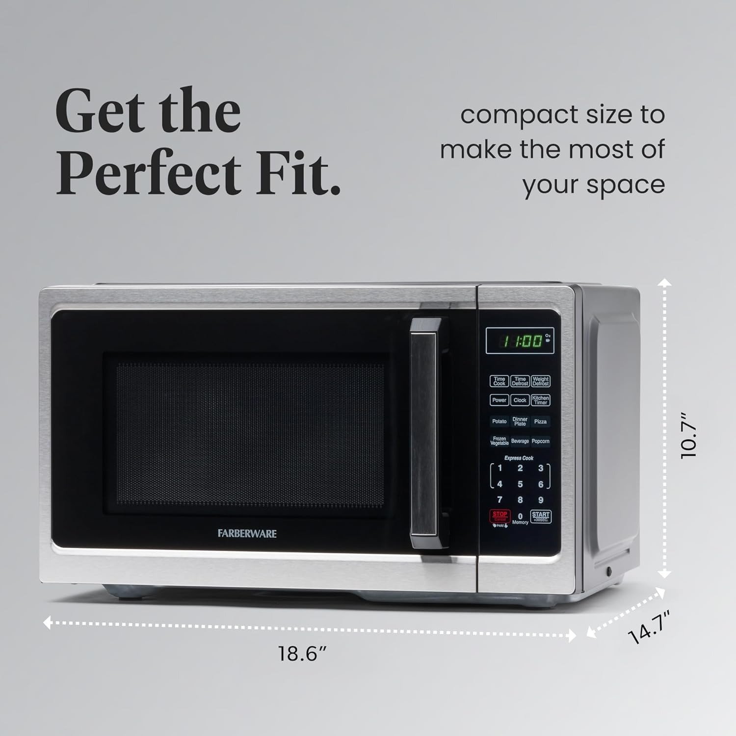 0.9 Cu. Ft. Countertop Microwave Oven – 900 Watts Power, Auto Cook Settings, Defrost, Easy Clean and Child Safety Lock – Stainless
