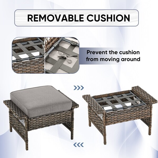 Patio Sofa with Club Chairs,Ottomans,Table