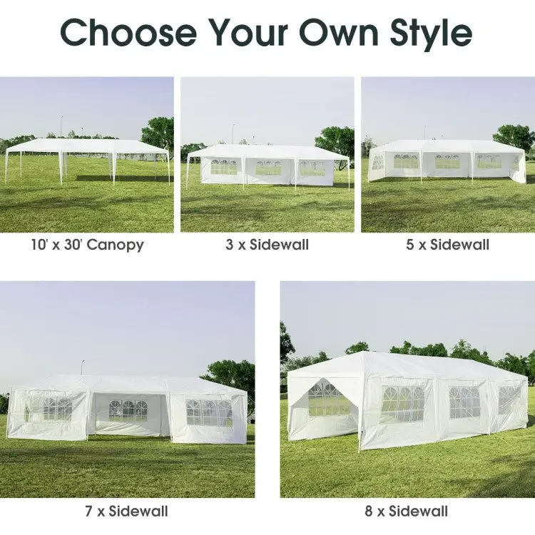Premium 10′ x 30′ Pop-Up Canopy Tent with 8 Zippered Sidewalls – Commercial-Grade Party Shelter
