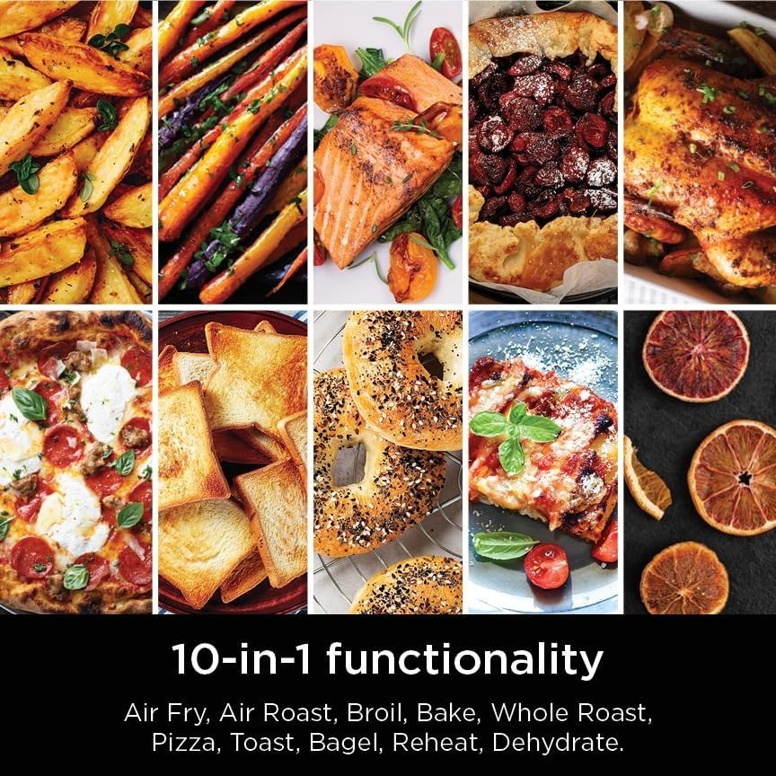 10-in-1 Air Fry Digital Countertop Convection Toaster Oven with Air Fry, Air Roast, Broil & Bake, Pro Cook Thermometer, 1800 Watts, Stainless Steel