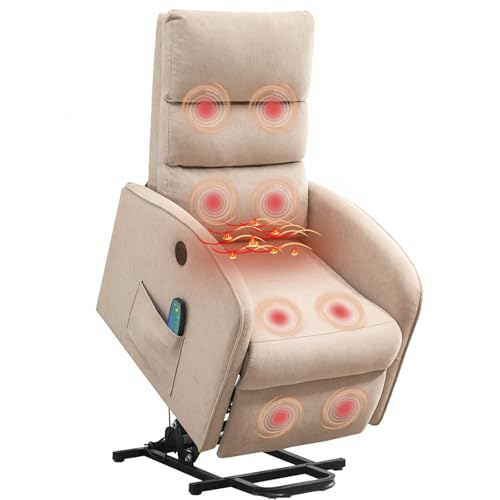 AVAWING Power Lift Recliner Chair for Elderly, PU Leather Electric Inclining Chair with Remote Control, Side Pocket and USB Port for Living Room & Bedroom, Black