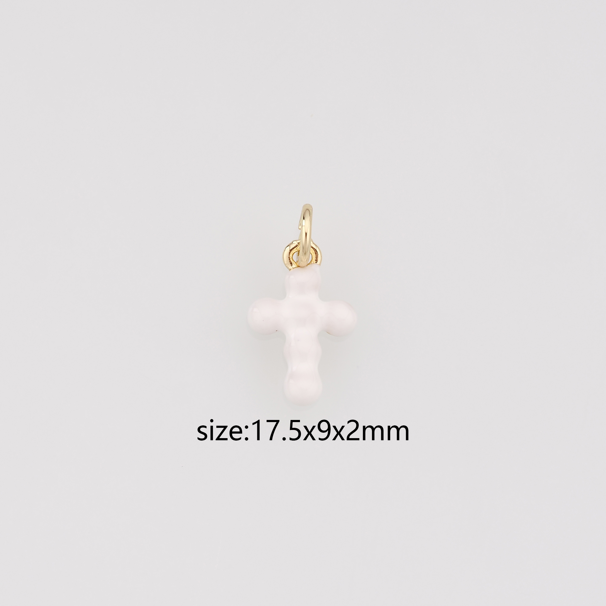 18K Gold Filled Cross Pendant,Enamel Religious Charm Earrings Necklace for DIY Jewelry Making Supply