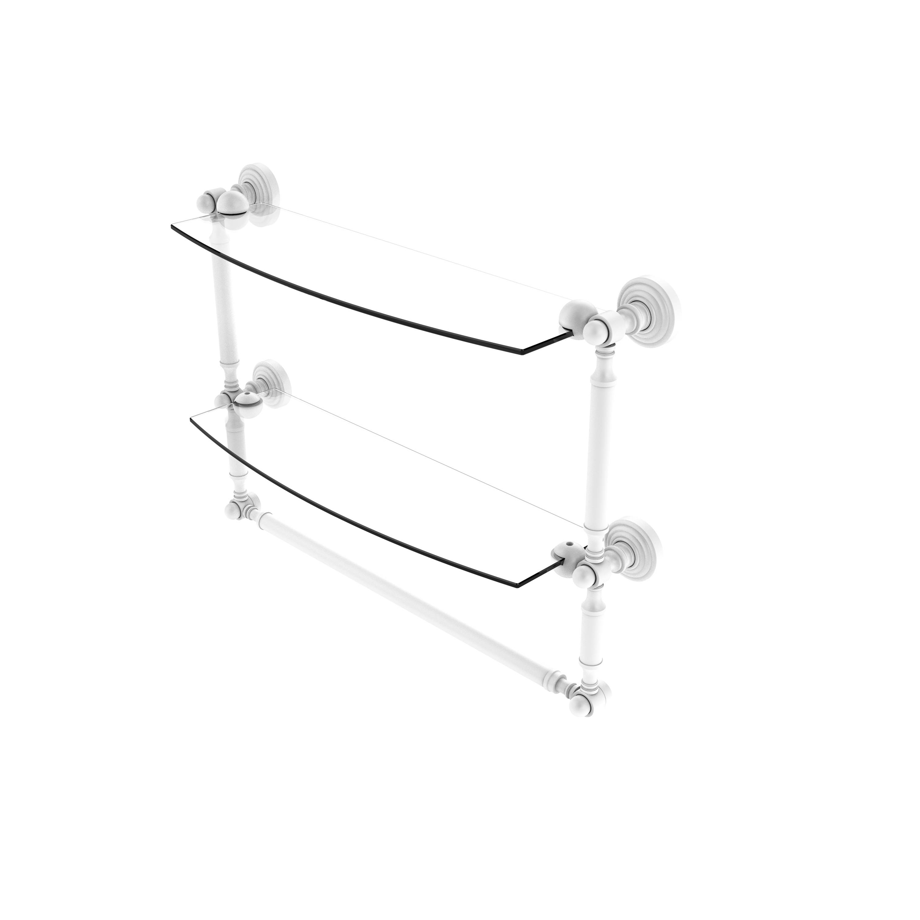 Allied Brass Waverly Place Collection Two Tiered Glass Shelf with Integrated Towel Bar - Antique Bronze - 18 inch