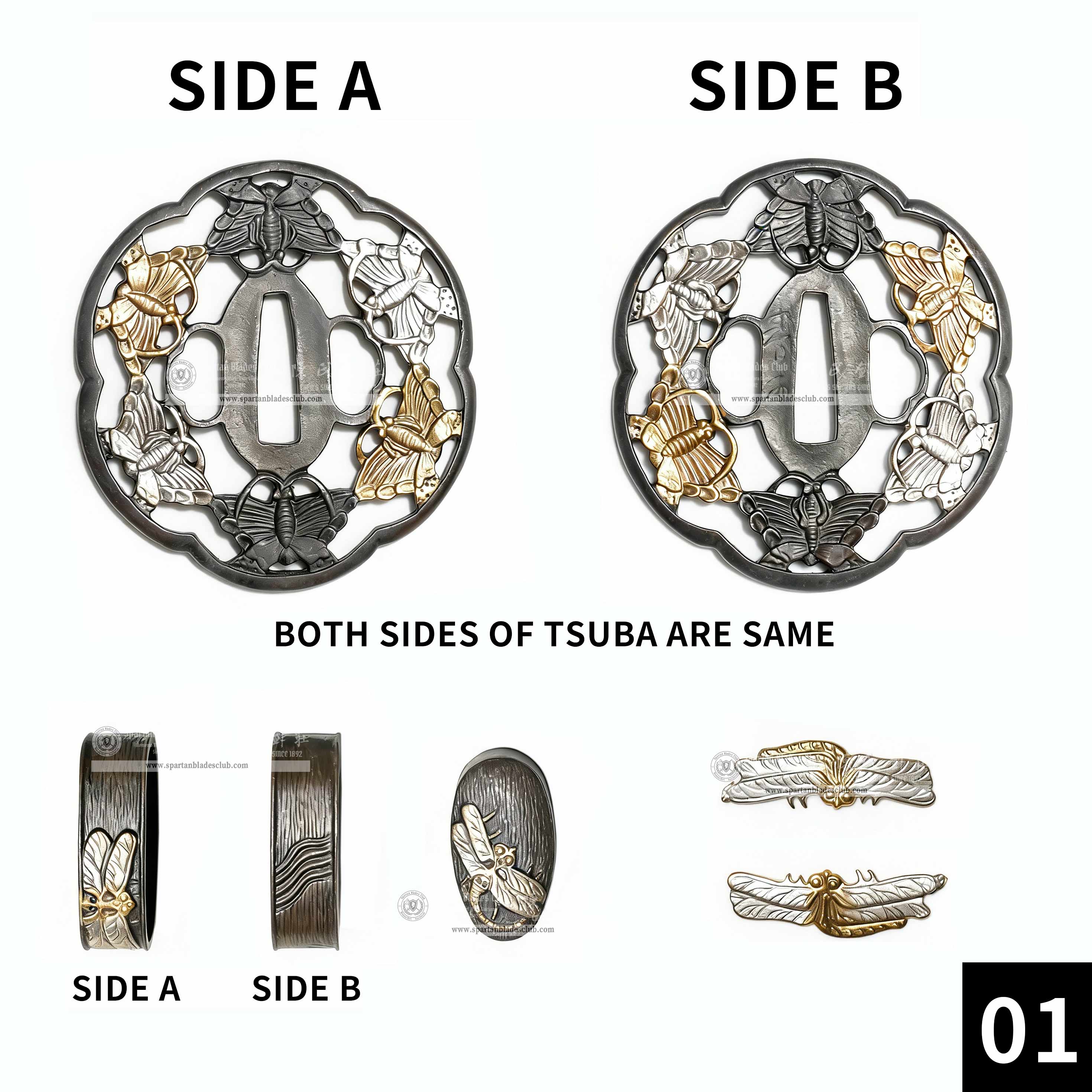 Custom Your Katana | Insect | Complete Set Fittings (Brass Gilded) | Spartan Blades Club | CHEN'S SWORDS 1892 - Spartan Blades Club - 陳氏劍莊1892