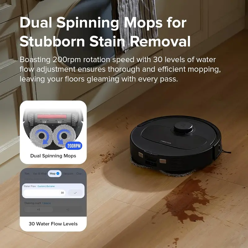 QV35A Robot Vacuum & Mop Combo – 8000Pa Suction, Smart Obstacle Avoidance, Auto Mop Washing Dock & 200RPM Spinning Mops