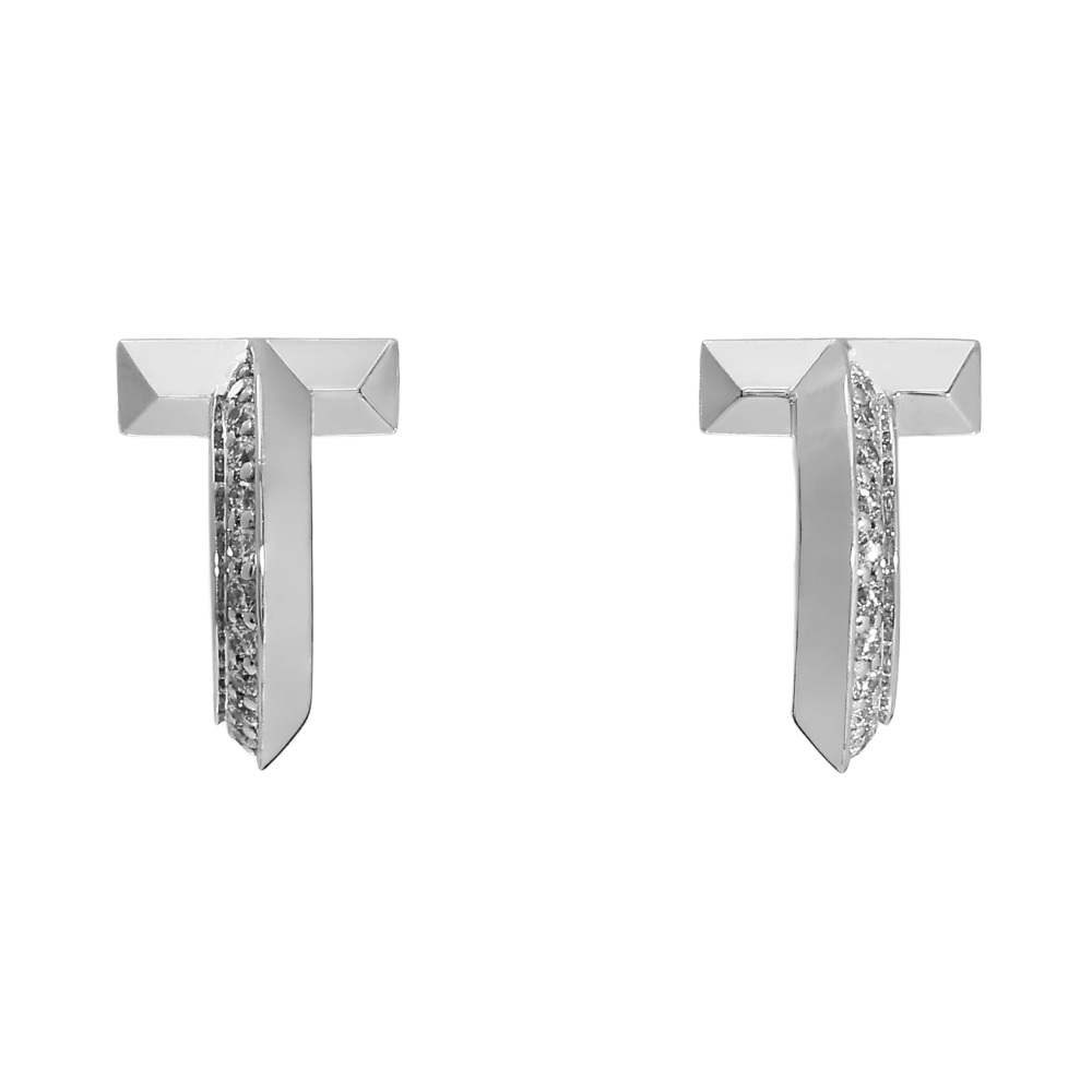 Tiffany & Co. Tiffany T One Hoop Earrings Extra Mall 18K White Gold 69783031