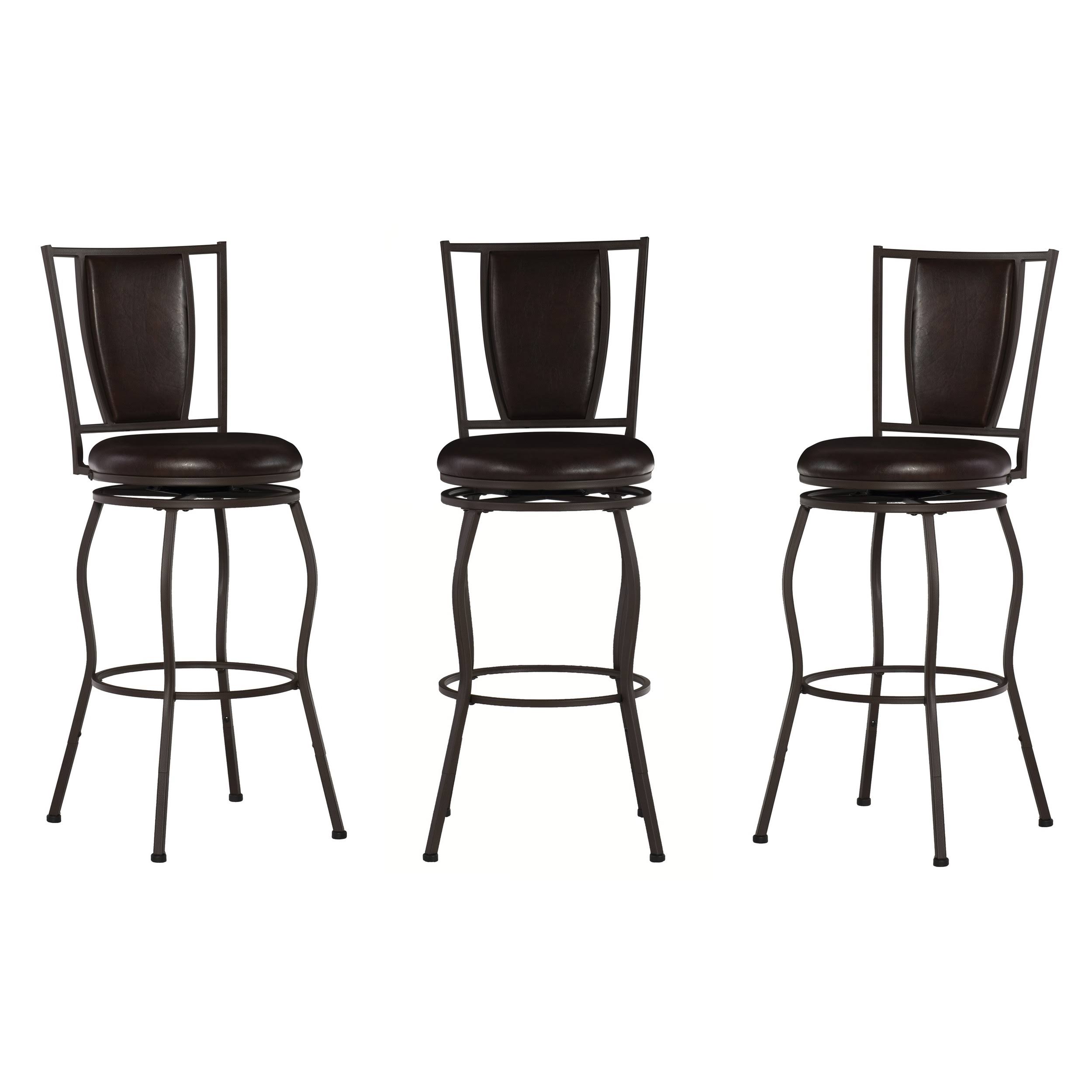 Linon Paxton Adjustable Stool, Set of 3, Brown