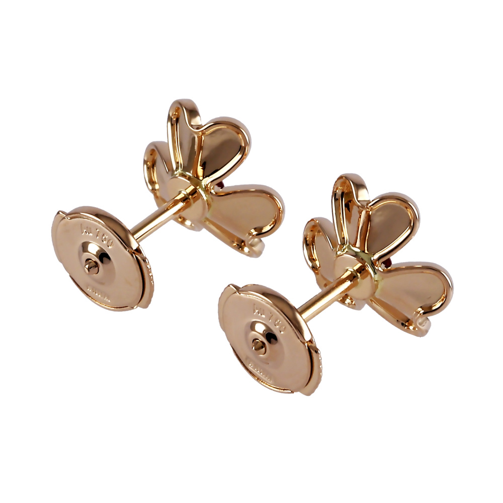 Van Cleef & Arpels Frivole Earrings 18K Rose Gold Ruby VCARP7SA00