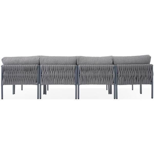 6 Pieces Aluminum Patio Sectional Sofa with Removable Thick Cushions