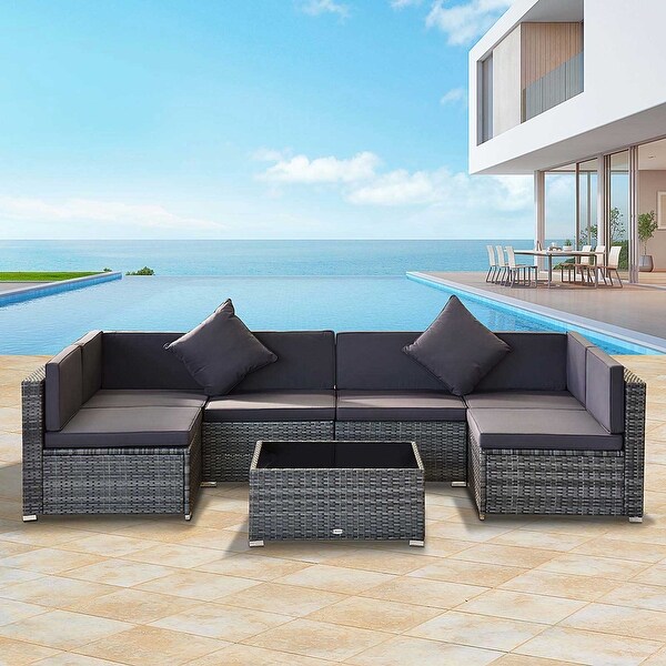 Siara 7piece Rattan Wicker Sectional Patio Set by Havenside Home