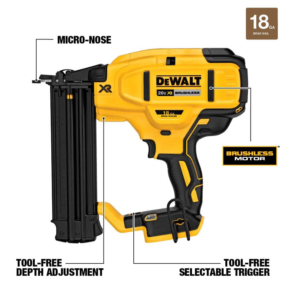 DEWALT 20V MAX XR Lithium-Ion Cordless 18-Gauge Brad Nailer DCN680B