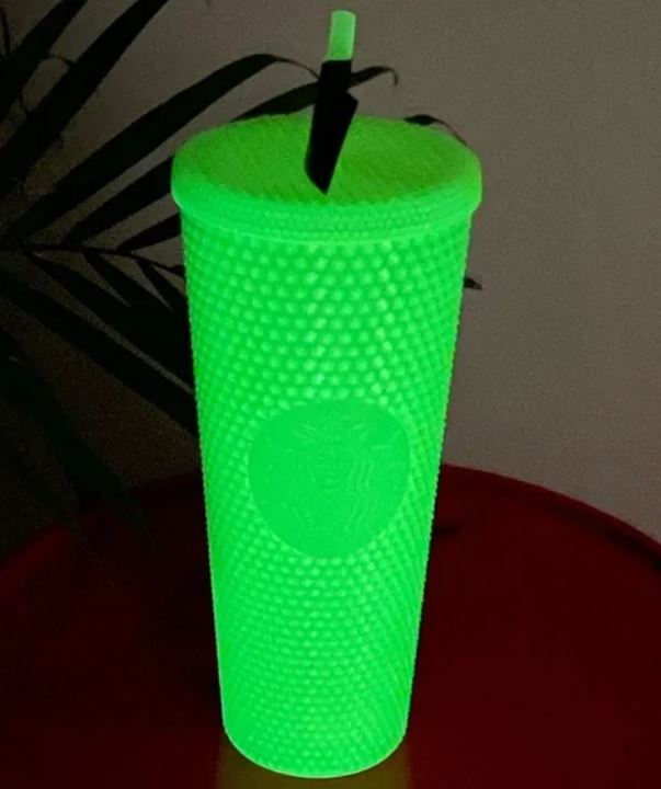 Starbucks Lemongrass Glow in the Dark Studded Yellow Tumblers – Starbucks Neon – 24 oz