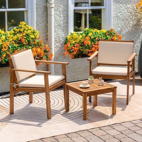 Furniwell Patio Set Acacia Wood Furniture Conversation Seat with Table