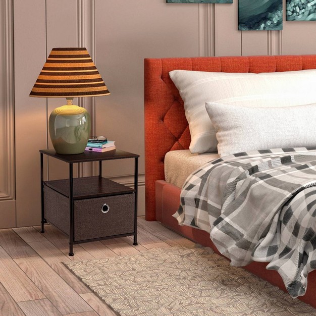 Sorbus Drawer Nightstand Shelf For Bedroom Home Brown