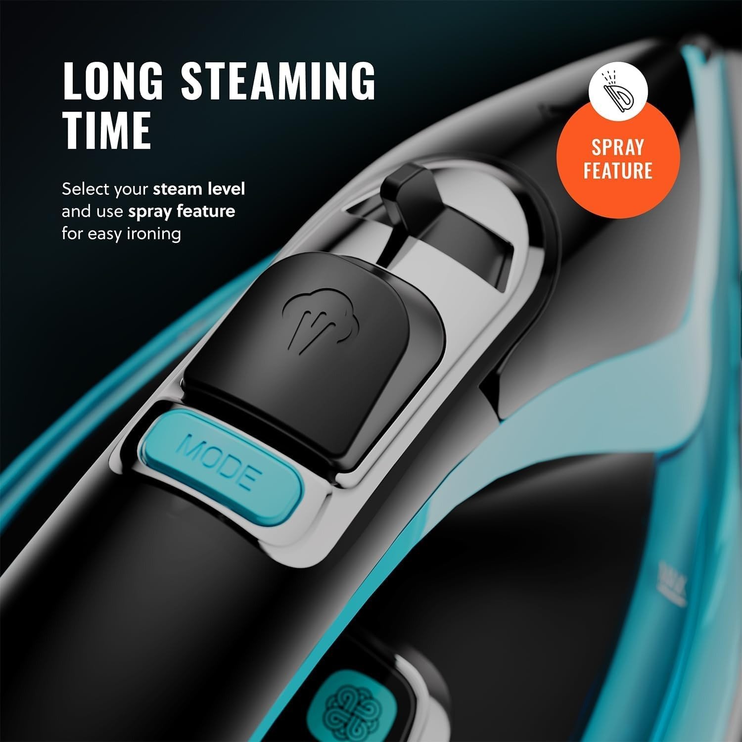1750W Steam Iron, Digital Temp Control & LED Display, Ceramic Soleplate, Adjustable Steam, Self-Clean, Anti-Calc, Anti-Drip, Auto Shut-Off