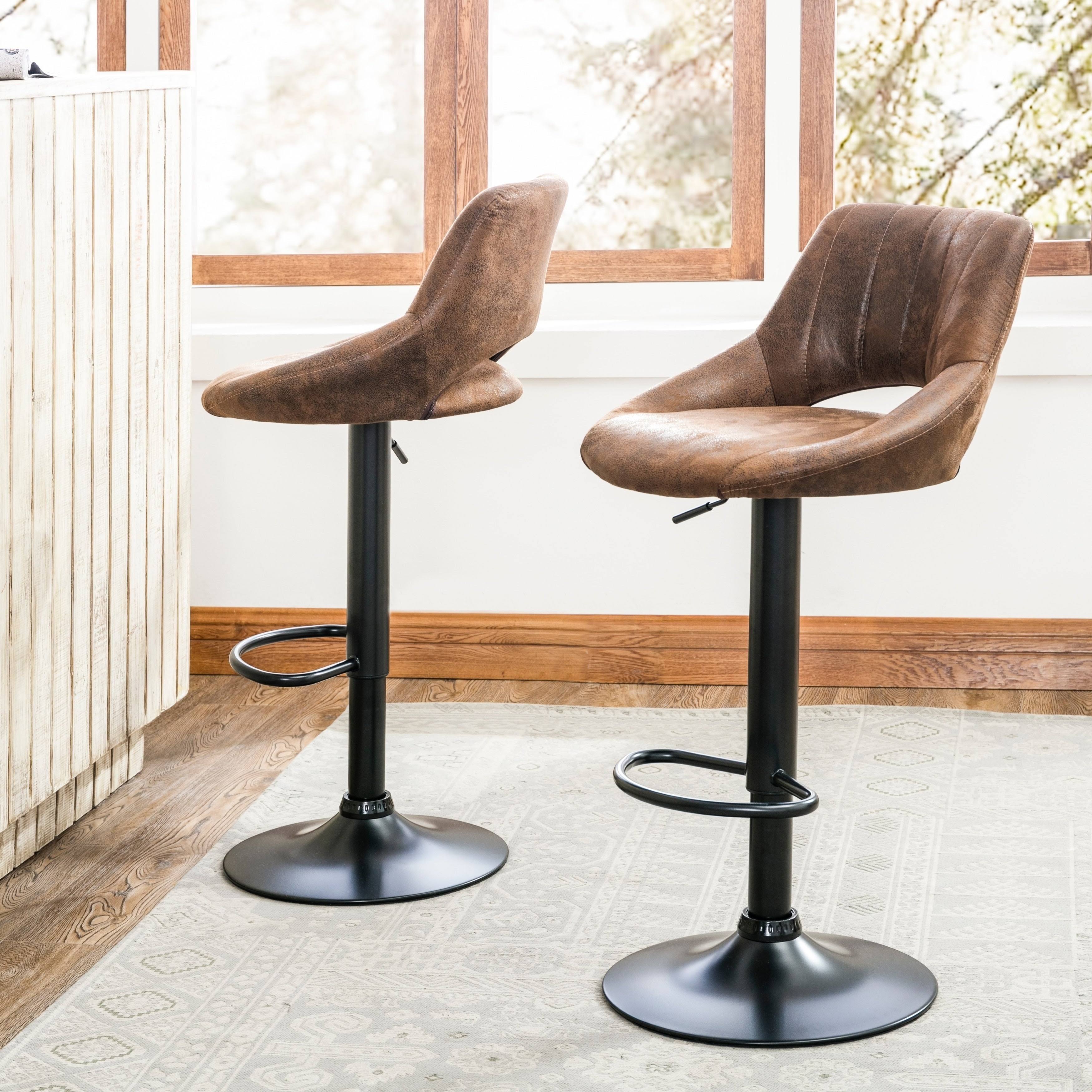 Art Leon Retro Adjustable Swivel Barstool (Set of 2) - Grey