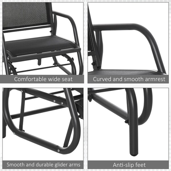 Outsunny Glider/Rocking Chair Set with Breathable Mesh Fabric,Curved Armrest