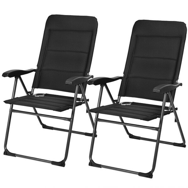 Gymax 2PCS Patio Folding Chairs Back Adjustable Reclining Padded