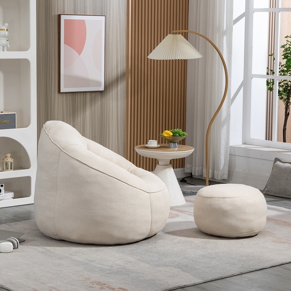 Bean Bag Sofa Chair Foam Bean Bag Chair with Padded Foam Padding and Footrest