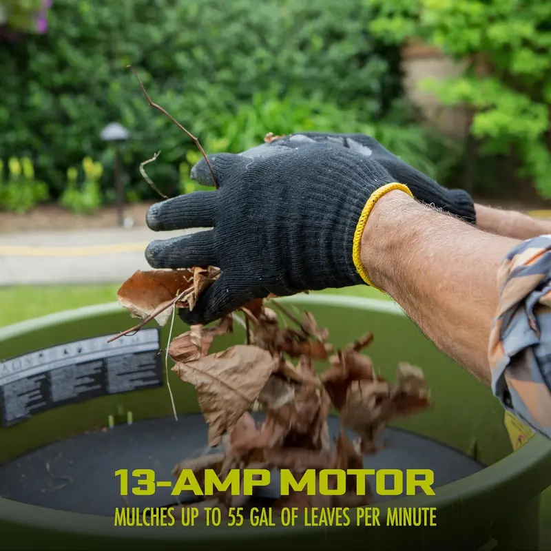 Sun Joe Electric Leaf Mulcher with Adjustable Speed Control – Up to 55 Gallons Per Minute