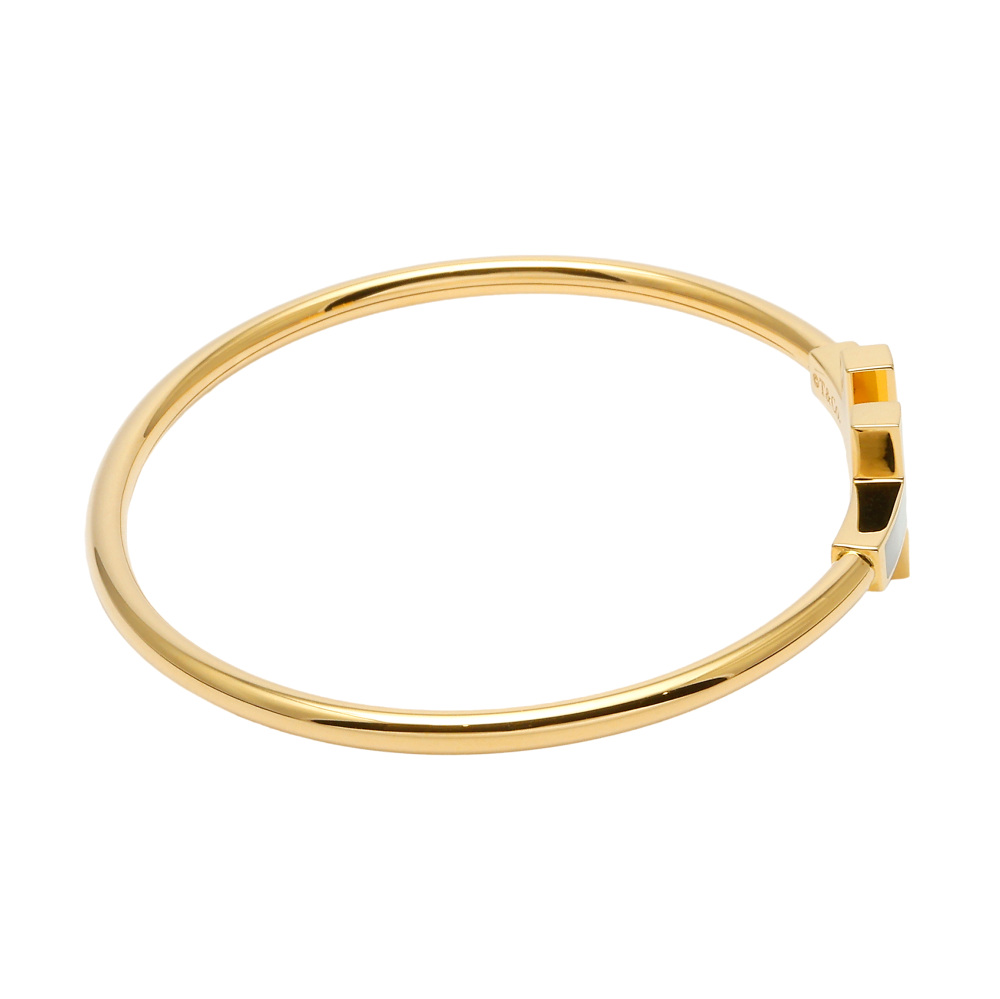 Tiffany & Co. Tiffany T Wire Bracelet M 18K Yellow Gold Mother of Pearl 63958484