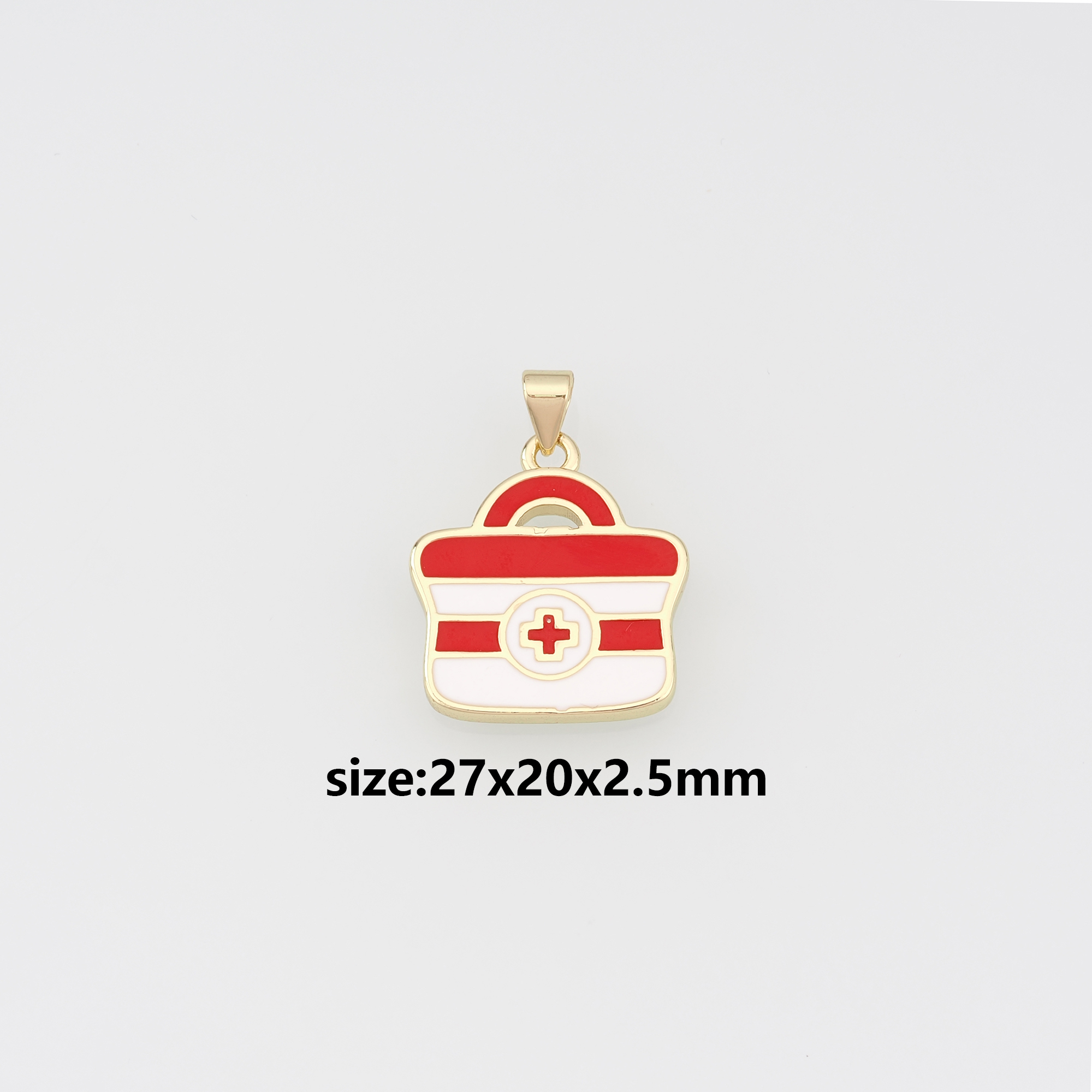 18K Gold Filled Medical Pendant,Enamel Medical kit Charm Earrings Necklace for DIY Jewelry Making Supply