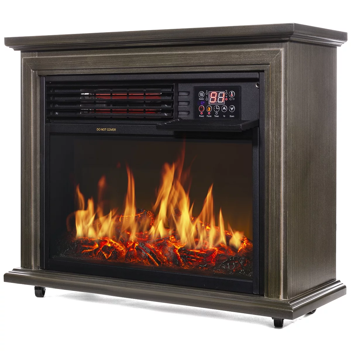 XtremepowerUS Electric Fireplace Heater Infrared Quartz Timer Remote Controller with Caster, 1500W
