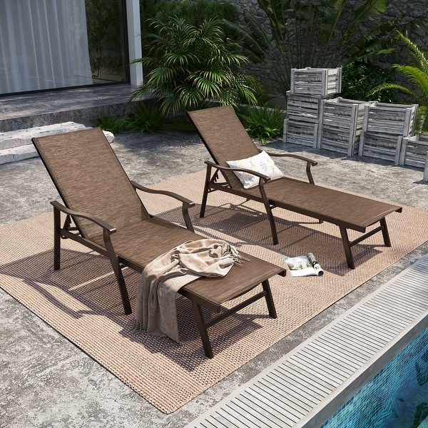 Pellebant 2PCS Patio Aluminum Adjustable Chaise Lounge Chair