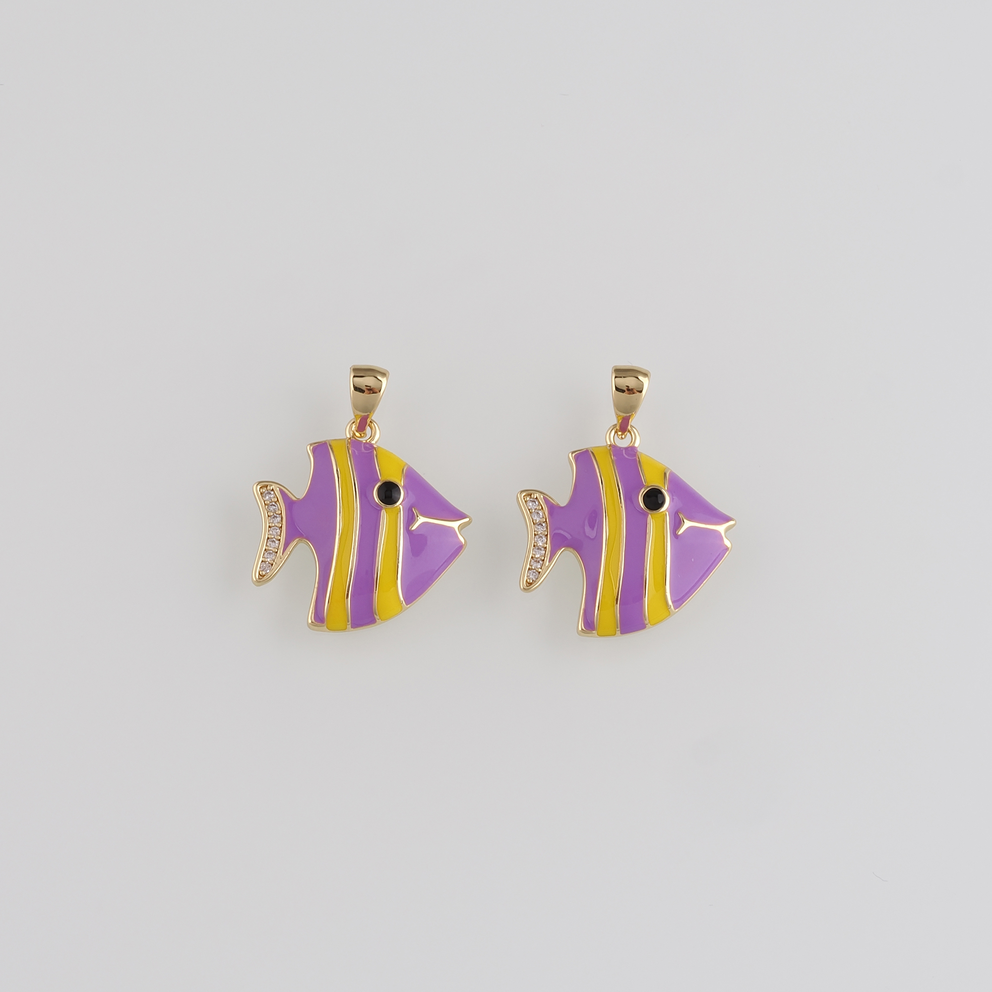 18K Gold Filled Fish Pendant,Enamel Fish Charm Earrings Necklace for DIY Jewelry Making Supply