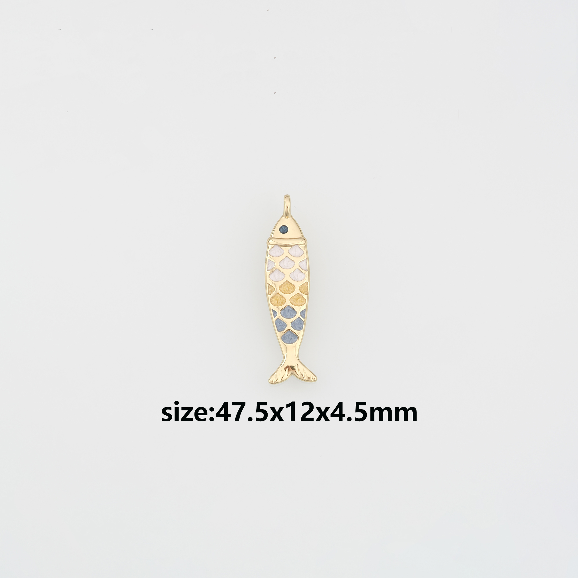 18K Gold Filled Fish Pendant,Enamel Ocean Fish Charm Earrings Necklace for DIY Jewelry Making Supply