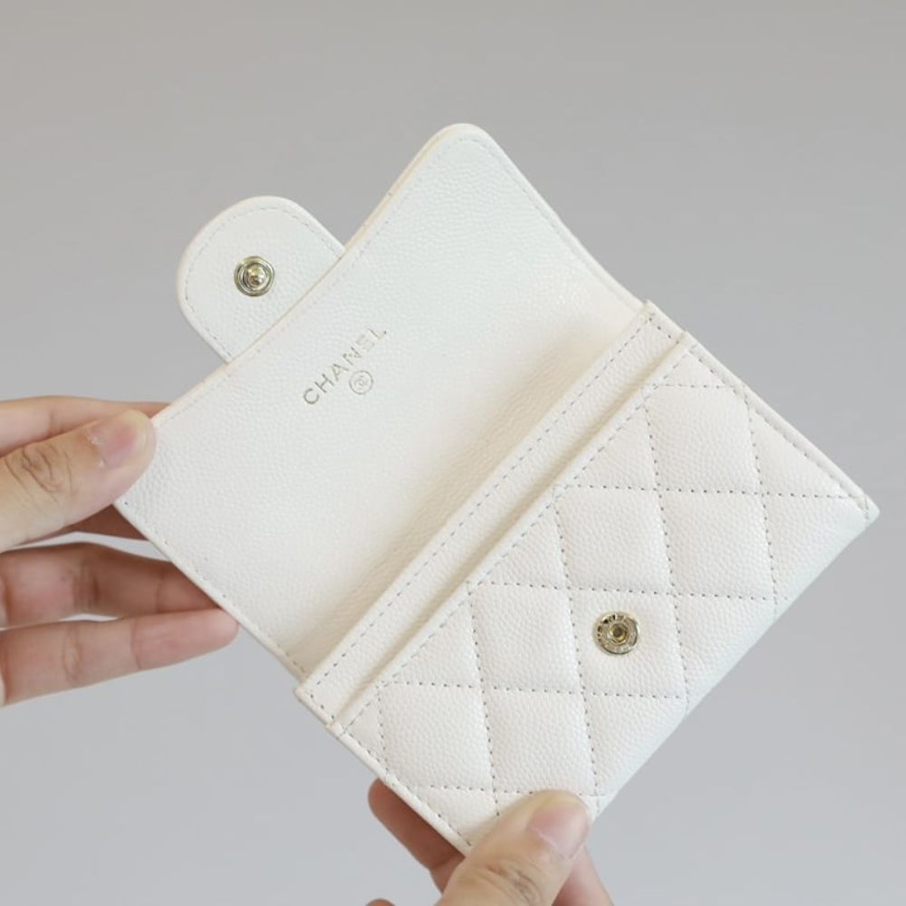 Chanel Classic Card Holder Wallet White 4.2 Inches AP0214 B10583 10601
