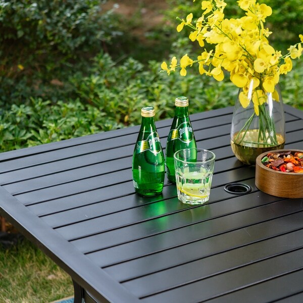 5Pieces Patio Dining Set,Including 1 Steel Frame Table with Umbrella Hole and 4 C spring Patio Chair