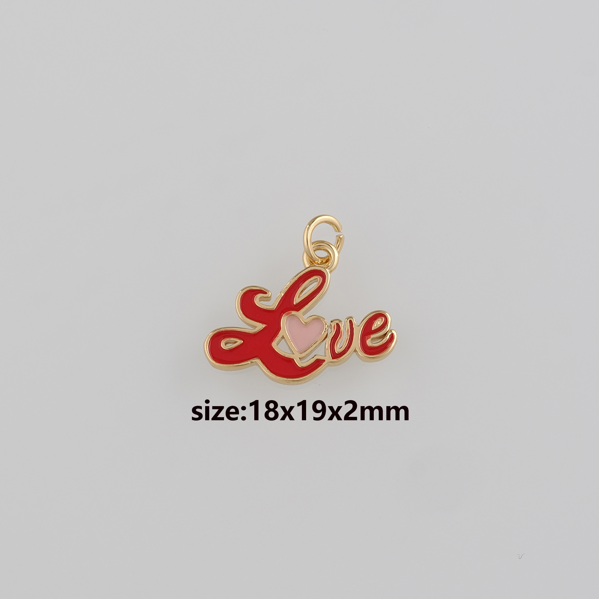 18K Gold Filled Love Pendant,Enamel Love Charm Earrings Necklace for DIY Jewelry Making Supply