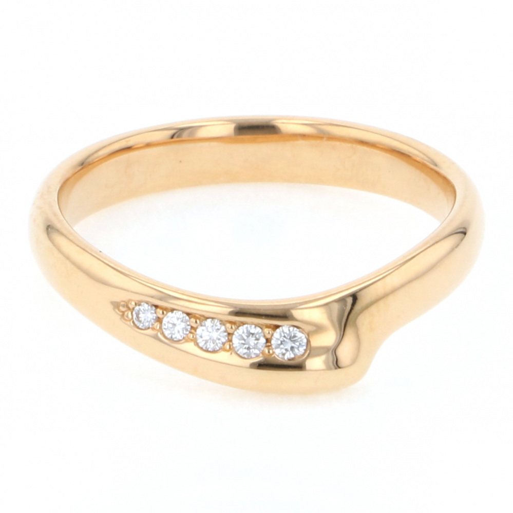 Tiffany & Co. Tiffany Pink Gold Open Heart Band Ring K18PG Ring Diamond