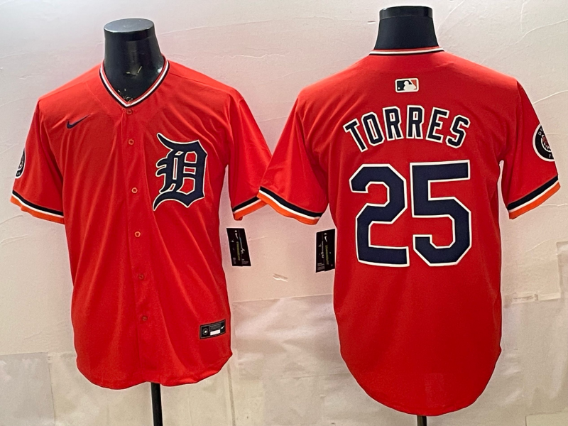 Men's Detroit Tigers Gleyber Torres #25 Orange Alternate Stadium Jersey