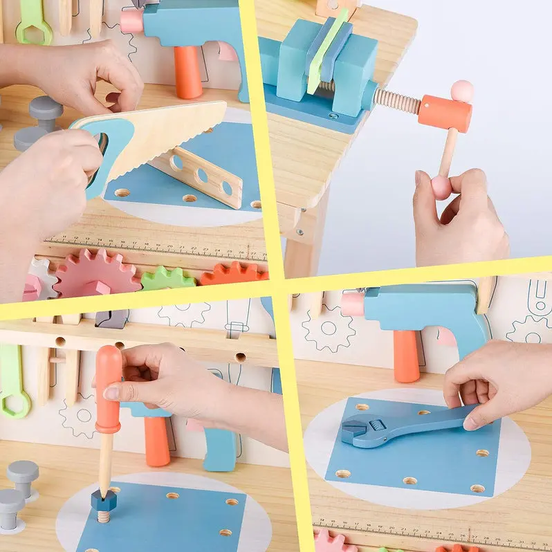 Wooden Children’s Tool Workbench with Play Tools – Educational Construction Toy for Kids