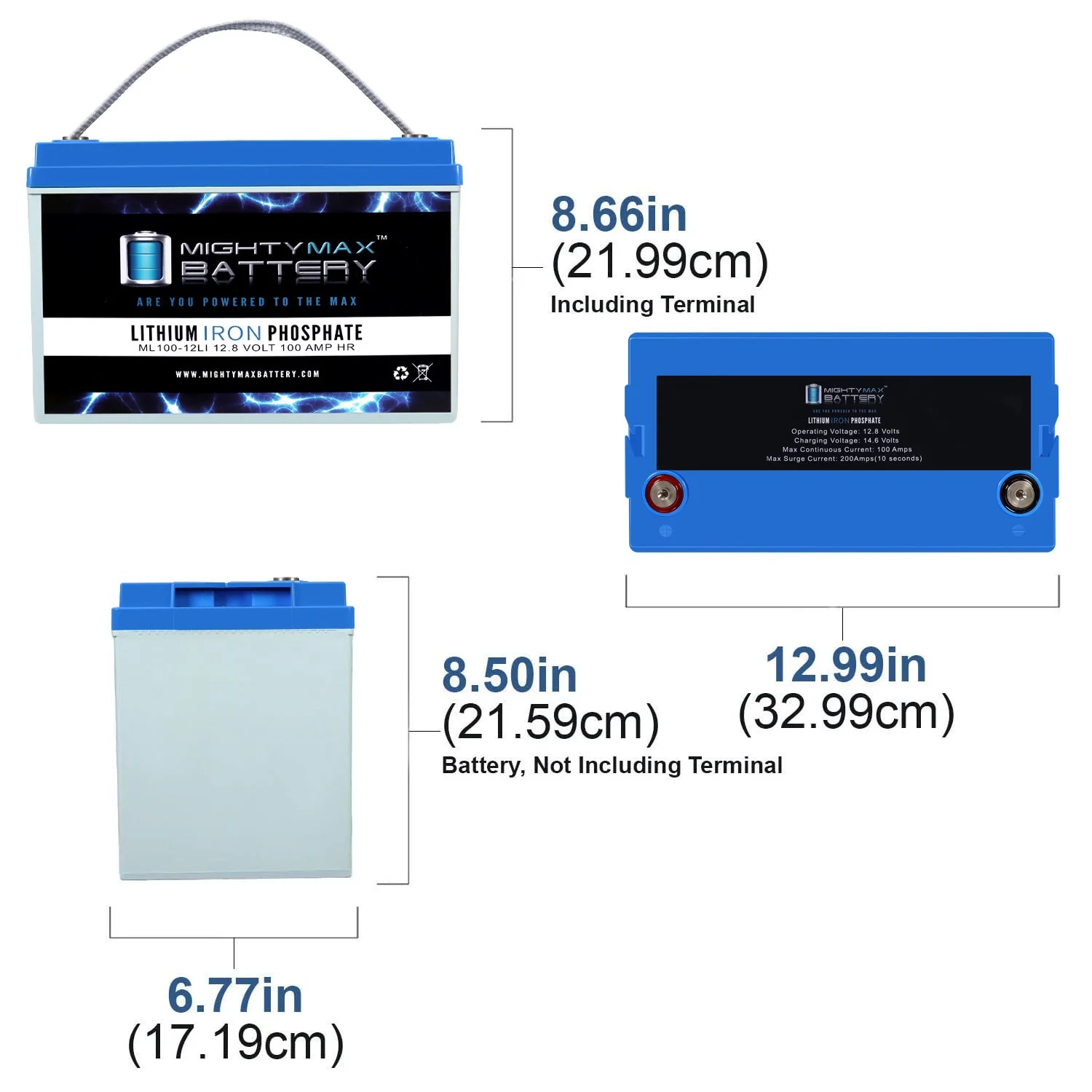 12V 100AH Lithium Replacement Battery Compatible with Exide PowerWare BAT-0122 - 3 Pack