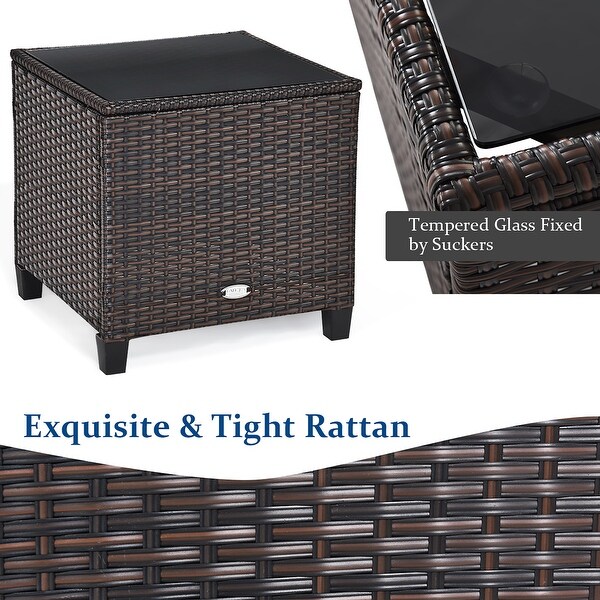 Costway 3PCS Patio Rattan Furniture Set Cushioned Conversation Set