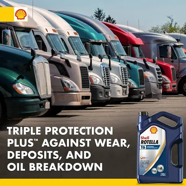 Shell Rotella T6 Full Synthetic 5W-40 Diesel Engine Oil – 1-Gallon Container for Heavy-Duty Engines